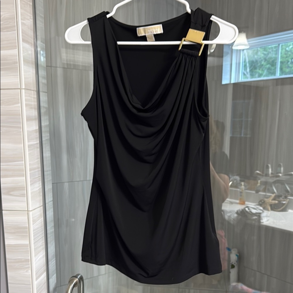 MICHAEL Michael Kors Black Draped Tank Top